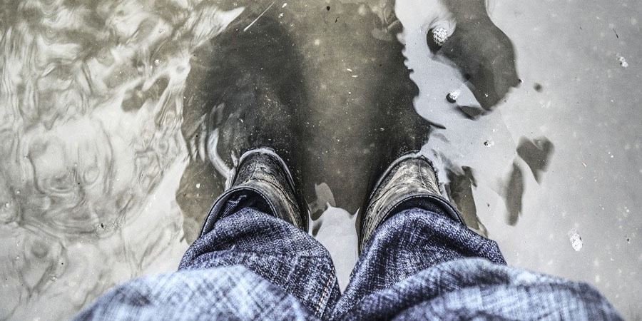 drenched leather boots